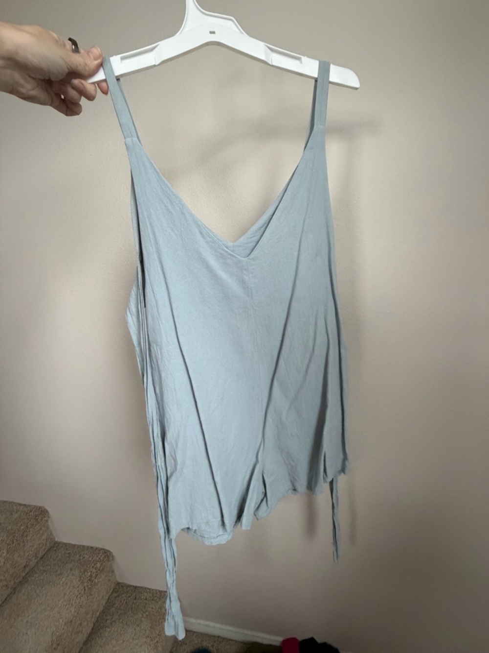 SHEIN Light Blue V-Neck Tie-Side Romper